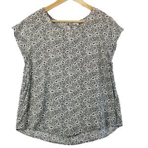 Anne Carson Blouse Rayon Short Sleeve Floral Blouse Size Large